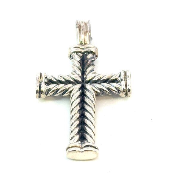 David Yurman Sterling Silver Cross Pendant Estate DY697 - Picture 1 of 5